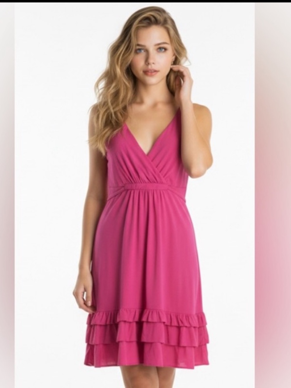 SUNDANCE Dress Jersey Knit Stretch Tiered Ruffled Sleeveless Summer